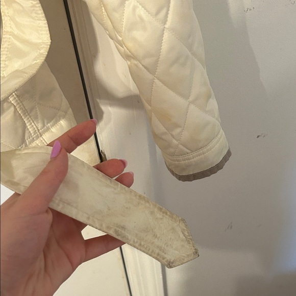 Vince Camuto White Quilted Jacket with Brown Accents - Picture 4 of 6